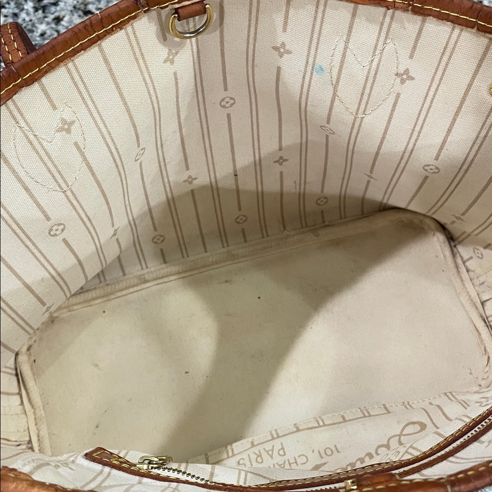 Louis Vuitton Damier Azur Canvas Tote with Brown Leather Trim - Picture 8 of 14